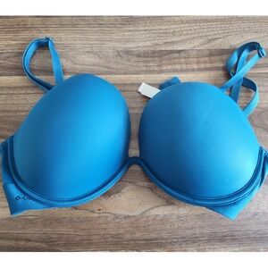 Victorias Secret PINK Wear Everywhere Push Up Bra 34DD Teal Blue 26336320